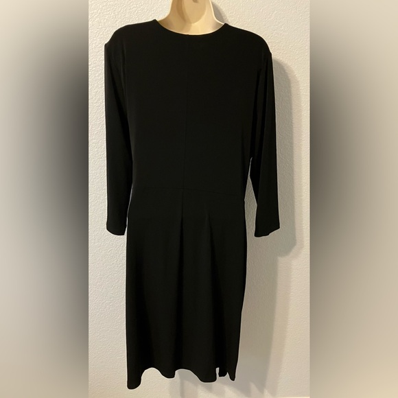 XL Charter Club Elegant Black 3/4 Long Sleeve Faux Wrap Dress Knee Length - Picture 4 of 5